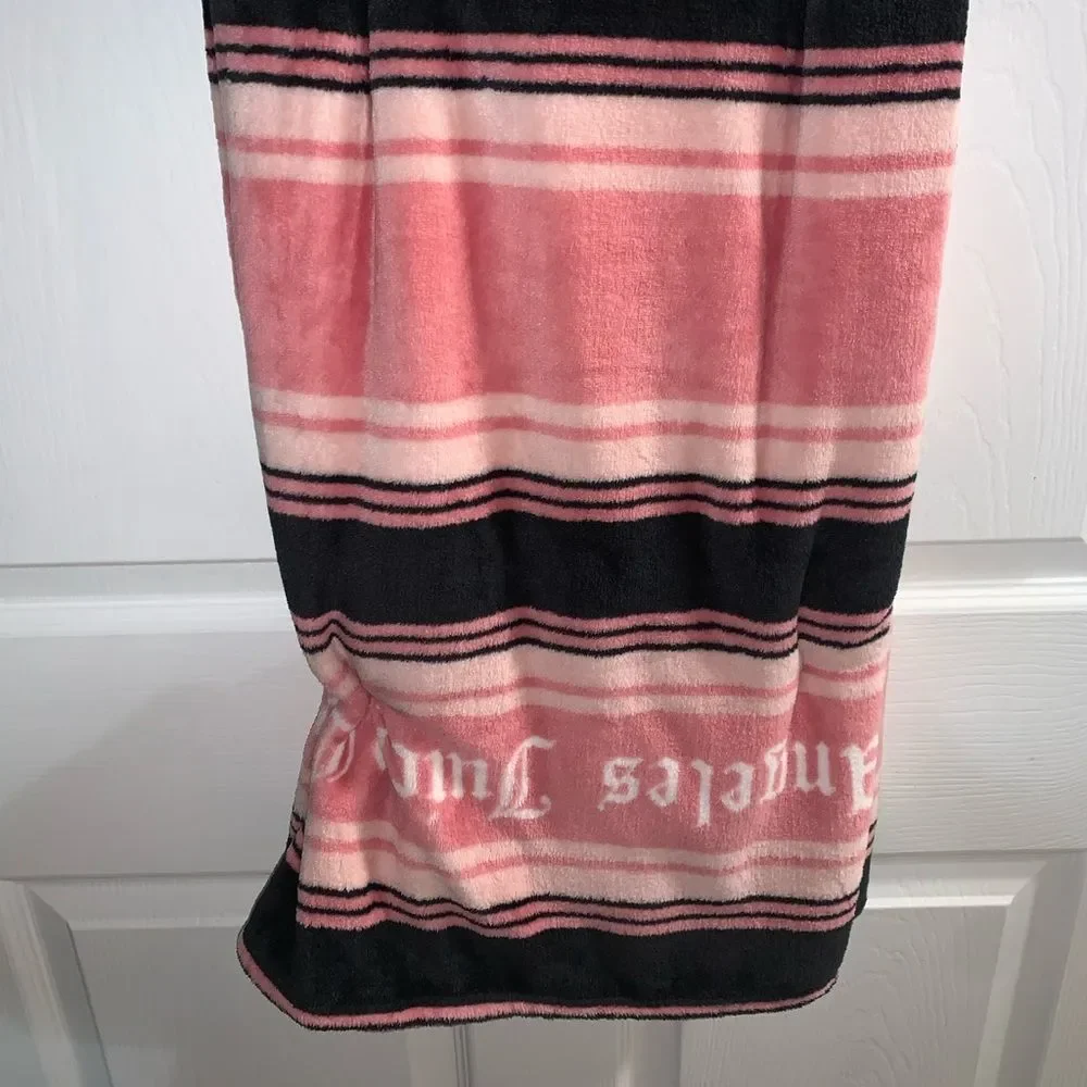 NWT Pink & Black Juicy Striped Throw Blanket